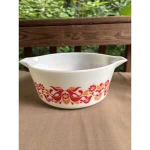 Vintage Pyrex Friendship Mixing Bowl 2.5 Qt Nesting Bowl White Orange Red Birds